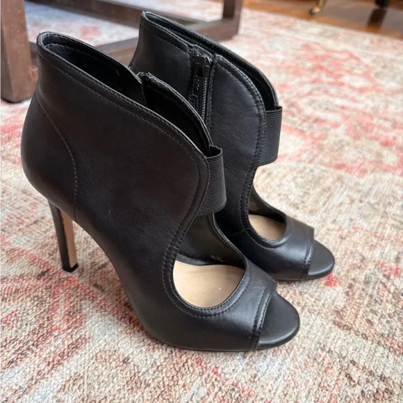 Gianni Bini Black Peep-Toe Ankle Booties - Picture 4 of 7